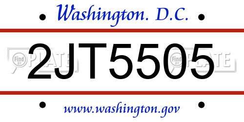 2JT5505 District Of Columbia License Plate