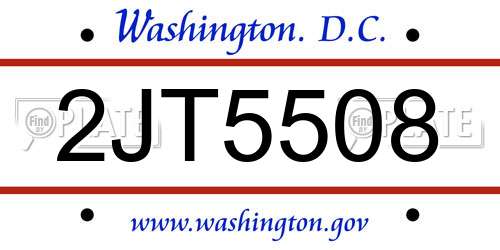 2JT5508 District Of Columbia License Plate