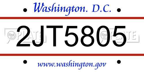 2JT5805 District Of Columbia License Plate