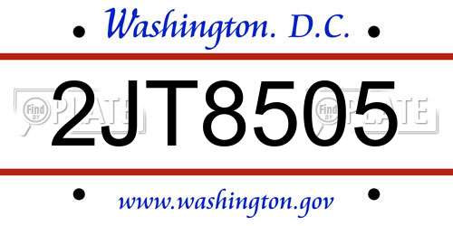 2JT8505 District Of Columbia License Plate