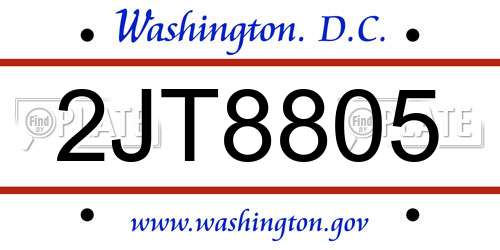 2JT8805 District Of Columbia License Plate