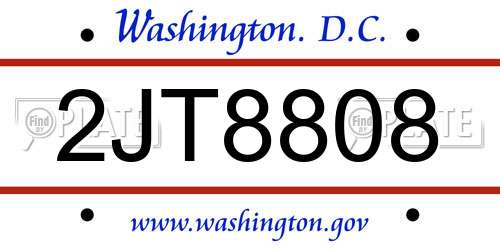 2JT8808 District Of Columbia License Plate