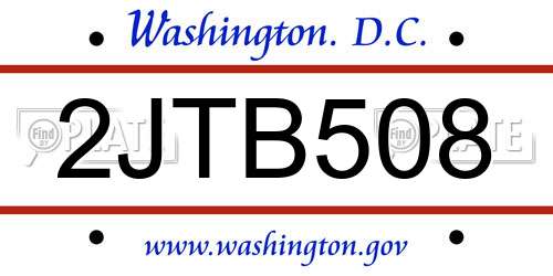 2JTB508 District Of Columbia License Plate