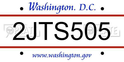 2JTS505 District Of Columbia License Plate