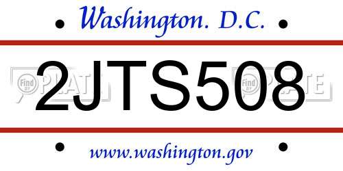 2JTS508 District Of Columbia License Plate