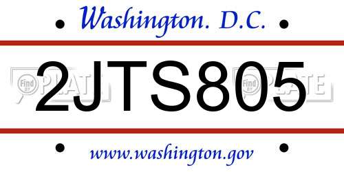 2JTS805 District Of Columbia License Plate