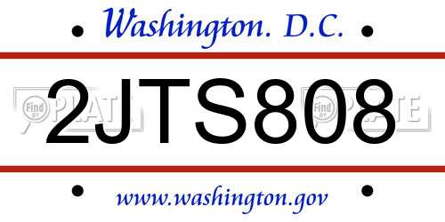 2JTS808 District Of Columbia License Plate