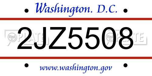 2JZ5508 District Of Columbia License Plate