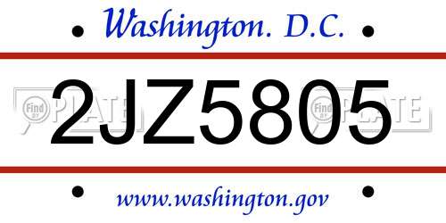 2JZ5805 District Of Columbia License Plate