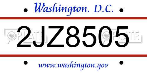 2JZ8505 District Of Columbia License Plate