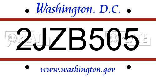 2JZB505 District Of Columbia License Plate