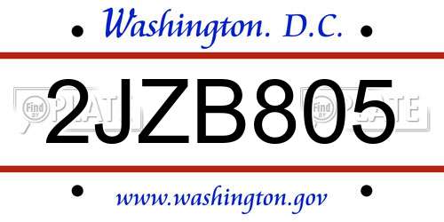 2JZB805 District Of Columbia License Plate