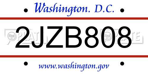 2JZB808 District Of Columbia License Plate