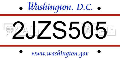 2JZS505 District Of Columbia License Plate