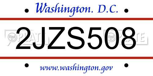 2JZS508 District Of Columbia License Plate