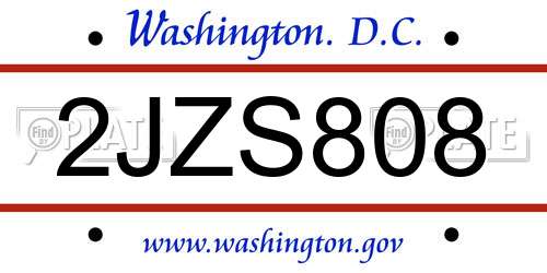 2JZS808 District Of Columbia License Plate