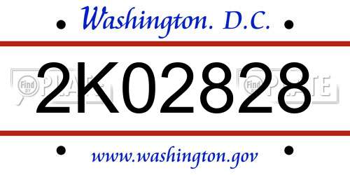 2K02828 District Of Columbia License Plate
