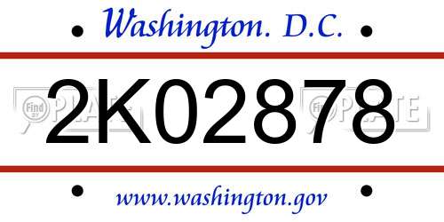2K02878 District Of Columbia License Plate