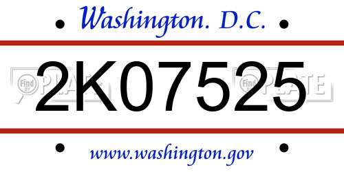 2K07525 District Of Columbia License Plate