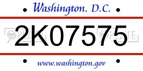 2K07575 District Of Columbia License Plate