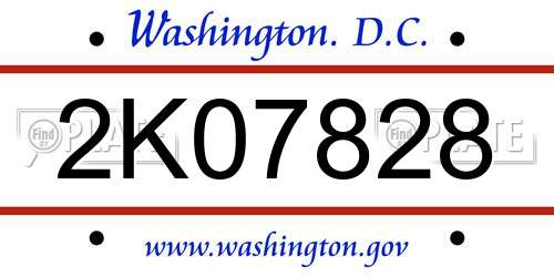 2K07828 District Of Columbia License Plate