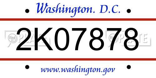 2K07878 District Of Columbia License Plate