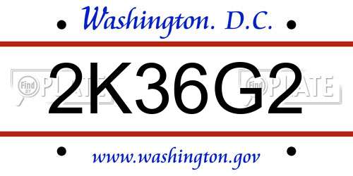 2K36G2 District Of Columbia License Plate