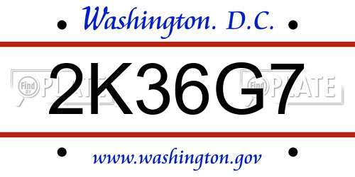2K36G7 District Of Columbia License Plate