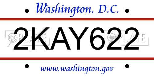 2KAY622 District Of Columbia License Plate