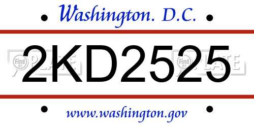 2KD2525 District Of Columbia License Plate