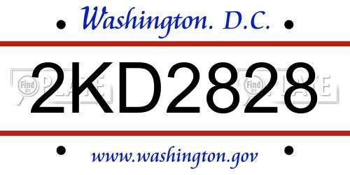 2KD2828 District Of Columbia License Plate