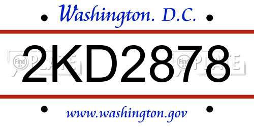 2KD2878 District Of Columbia License Plate