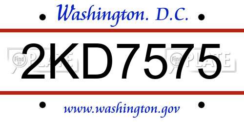 2KD7575 District Of Columbia License Plate