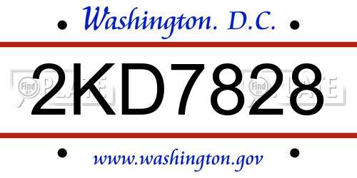 2KD7828 District Of Columbia License Plate