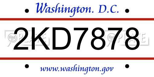 2KD7878 District Of Columbia License Plate