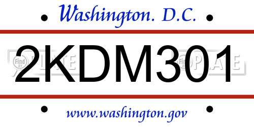 2KDM301 District Of Columbia License Plate
