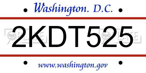 2KDT525 District Of Columbia License Plate