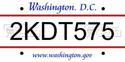 2KDT575 District Of Columbia License Plate