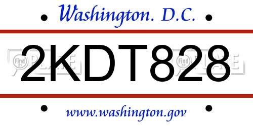 2KDT828 District Of Columbia License Plate
