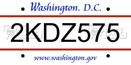 2KDZ575 District Of Columbia License Plate
