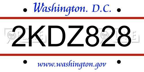 2KDZ828 District Of Columbia License Plate