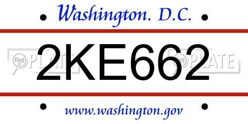 2KE662 District Of Columbia License Plate