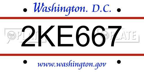 2KE667 District Of Columbia License Plate
