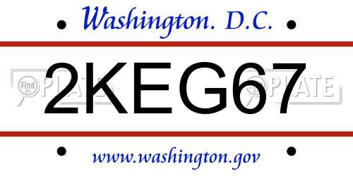 2KEG67 District Of Columbia License Plate