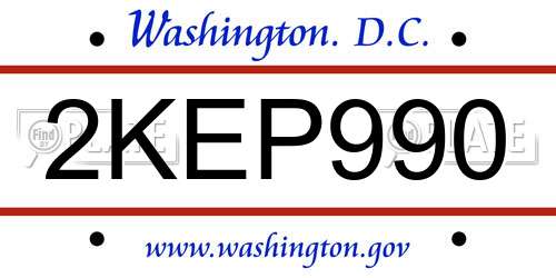 2KEP990 District Of Columbia License Plate