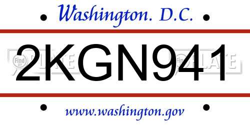 2KGN941 District Of Columbia License Plate