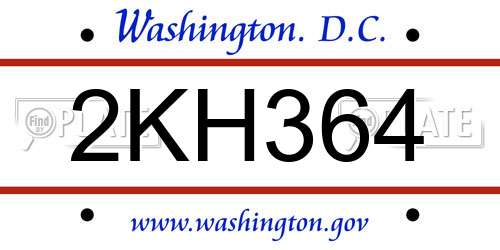 2KH364 District Of Columbia License Plate