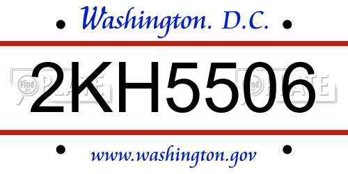 2KH5506 District Of Columbia License Plate