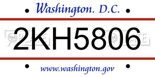 2KH5806 District Of Columbia License Plate