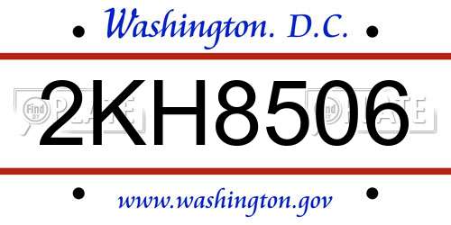 2KH8506 District Of Columbia License Plate
